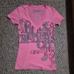 Fox Pink Graphic V-Neck Tee